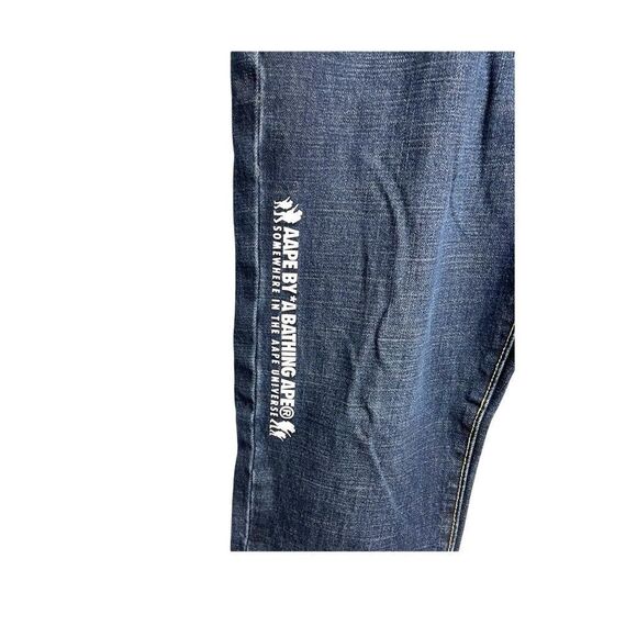 AAPE BY A BATHING APE BAPE Men’s Denim Jeans Embellished American Flag Blue 32 - Picture 7 of 8